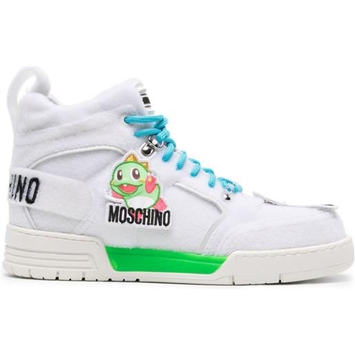 Moschino sneakers alte con applicazioni - bianco