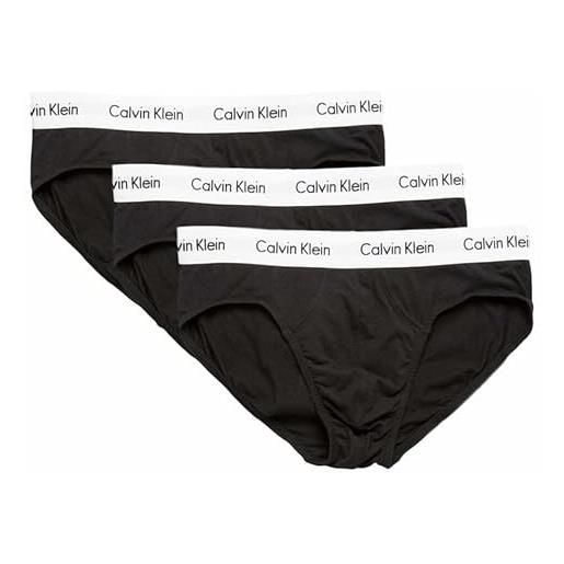 Calvin Klein 3p hip brief slip, blu (black/blueshadow/cobaltwater dtm wb), l (pacco da 3) uomo