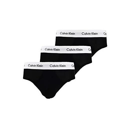 Calvin Klein slip hipster uomo confezione da 3 cotone elasticizzato, nero (b-wild aster, auth grey, arctic lg), l