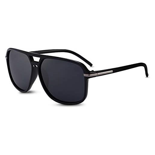 LumiSyne moda occhiali da sole polarizzati uomo occhiali da sole guida ultra leggero montatura quadrata doppio ponte uv 400 all'aperto viaggio sport regalo nero