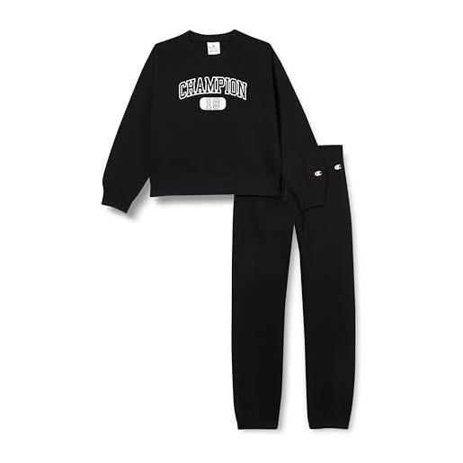 Champion legacy sweatsuits g-bookstore logo graphic ultralight powerblend fleece crewneck tuta sportiva, nero, 15-16 anni bambina
