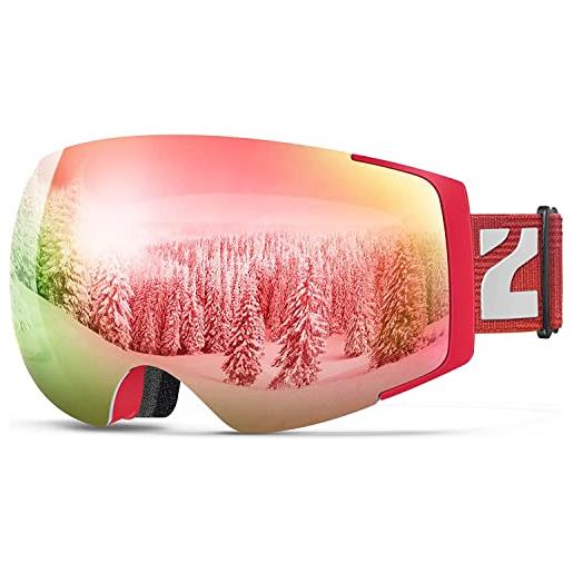 ZIONOR lagopus x4 occhiali da sci a specchio, occhiali da snowboard magnetici a doppio strato, design sferico, anti-appannamento, protezione uv, per uomo e donna