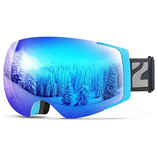 ZIONOR lagopus x4 occhiali da sci a specchio, occhiali da snowboard magnetici a doppio strato, design sferico, anti-appannamento, protezione uv, per uomo e donna