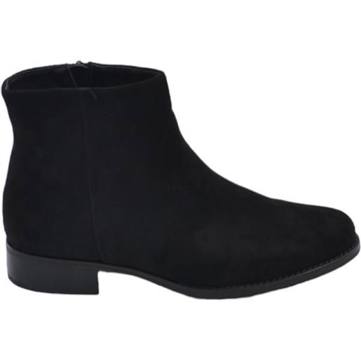 Malu Shoes stivaletti donna chelsea boots in ecopelle scamosciata nero fondo sottile zip laterale alla caviglia comodo