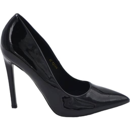 Malu Shoes decollete' donna a punta lucido nero tacco a spillo 12 cm linea basic elegante scarpe per cerimonie eventi
