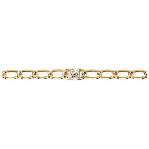 P D PAOLA pdpaola letter bracelet bracciale a maglie lettera oro (19, n), onesize, argento sterling, zirconia cubica