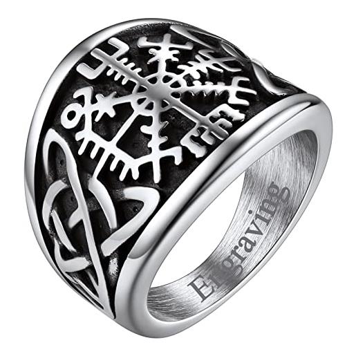 FaithHeart anello vichingo da uomo bussola runica vegvisir spirito nautico amuleto gioielli nodo trinità celtico in stile nordico anello figo per hiphop punk