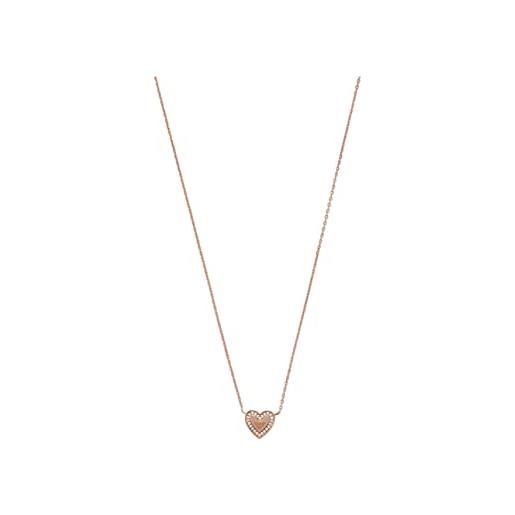 Emporio Armani collana da donna sentimental, lunghezza: 350+70mm / dimensione cuore: 9x8mm collana in oro rosa e argento, eg3550221