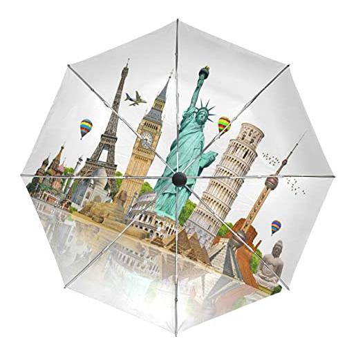 Sawhonn tour mondiale americano europeo ombrello automatico pieghevole portatile ombrelli antivento da viaggio per uomini donn