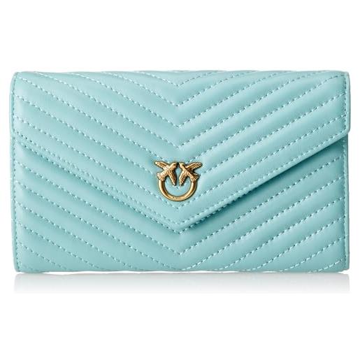 Pinko compact wallet l sheep nappa c, accessori da viaggio-portafogli donna, st4q_mult verde/giallo/azzurro-antq, u