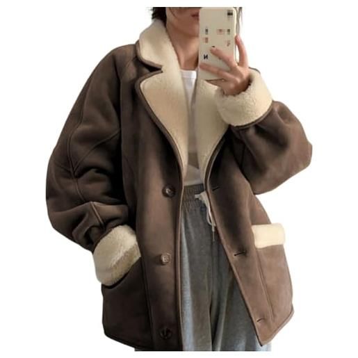 Onsoyours cappotto in pile donna invernale caldo giacche cappotti di lana elegante giacca con zip parka cappotto cardigan a albicocca 3xl