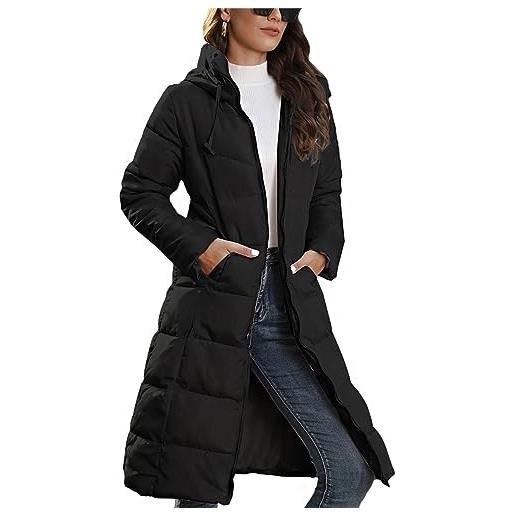 tinbarry piumino da donna lungo caldo invernale con cerniera piumino trapuntato con cappuccio giacca antivento con tasche piumino da esterno