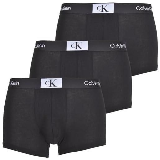 Calvin Klein trunk 3pk 000nb3528a, boxer uomo, nero (black black black), s