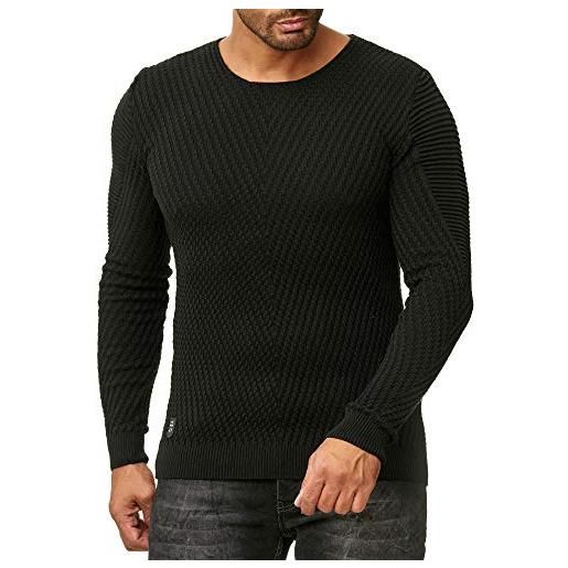 Redbridge maglione da uomo maglia a manica lunga cotone felpa lavorata a maglia nero s