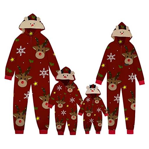 MJGkhiy pigiama natale famiglia tute pigiama intero natalizio tuta pigiama set manica lunghe pigiama natalizio set onesie pigiama interno famiglia pigiama natale coordinati per uomo donna bambino1
