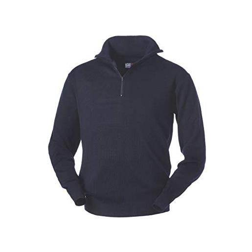 Rossini Trading maglione dolcevita hh053 uomo donna 50% pura lana 50% acrilico chiusura zip polsi fondo con elastico blu (s)