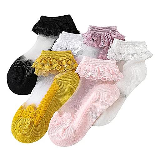 Ceguimos - calzini con pizzo - bambina e neonata - confezione da 6 paia, m (1-3 anni)