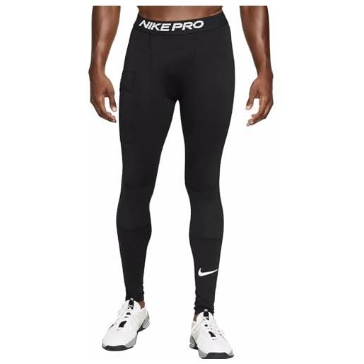 Nike pro warm tights da uomo pantaloni, nero/bianco, m