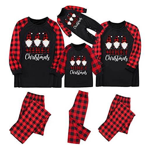 APOKIOG pigiama natalizio per la famiglia pigiama natalizio sleepwear outfit set coordinato pigiami coordinati per tutta la famiglia (d-black, l) 5160