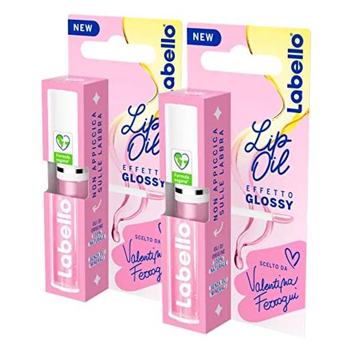 Labello lip oil effetto glossy lucidalabrra colore candy pink lip gloss con formula vegana effetto volume 100% naturale - 2 stick