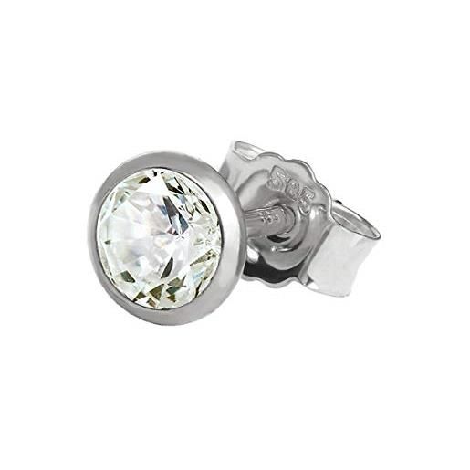 NKlaus Orecchini A Perno In Oro Bianco 333 (8 Carati) Con Zircone Bianco 5,0 Mm - Gioielli Da Uomo E Donna