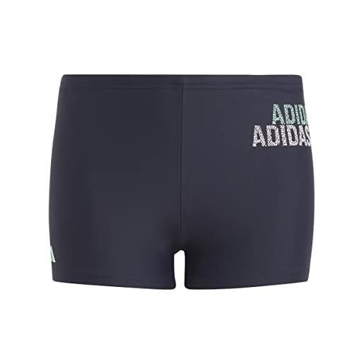 Adidas logo swim brief, costume da nuoto bambino, legend ink/pulse mint/white, 7-8 years