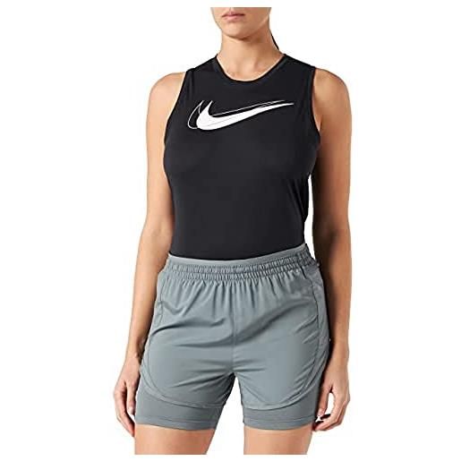Nike cz9574 w nk tempo luxe 2in1 short pantaloncini donna smoke grey/smoke grey/reflective silv s