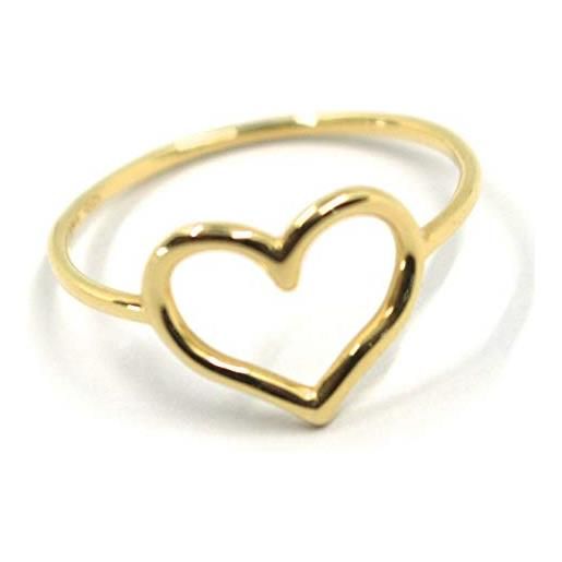 generico anello in oro giallo 18k , 750 , a filo con cuore centrale , traforato , diametro 10 mm (0.4 pollici) made in italy. 