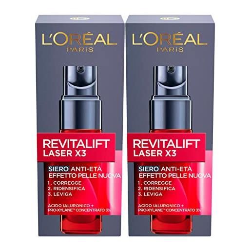 L'Oréal Paris 2x L'Oréal Paris revitalift laser x3 siero viso anti-età corregge le rughe 30 ml
