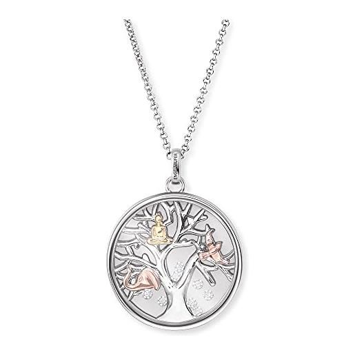 Engelsrufer ern-flytree-zi-tr - collana da donna con ciondolo a forma di albero della vita, in argento sterling con zirconi tricolore, lunghezza 42 + 4 + 4 cm, 42 cm, argento sterling, zirconia cubica