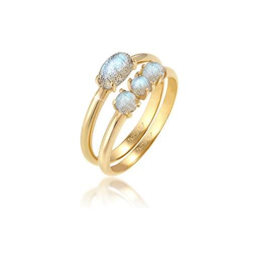 Elli anelli anello in argento sterling 925 placcato oro con labradorit vintage elegante