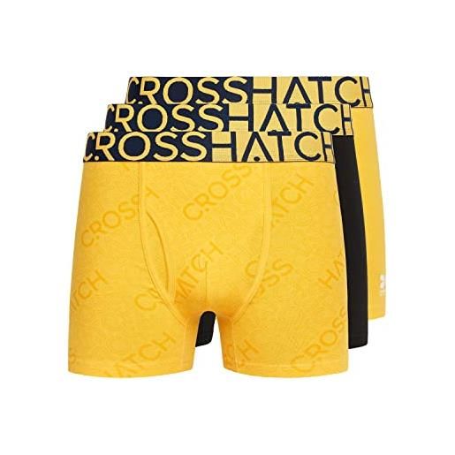 Crosshatch - boxer da uomo daily essential multipack, typan - confezione da 3 pezzi, colore: giallo, l