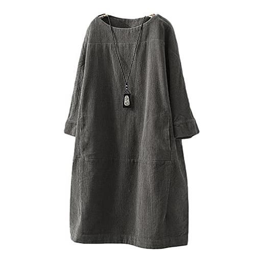 Generic hzsl shop - abito da donna giapponese harajuku in velluto a coste oversize, grigio scuro, m