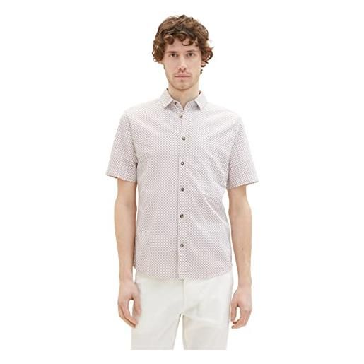 TOM TAILOR 1036220 camicia, 31793-design minimalista bianco e rosso, s uomo
