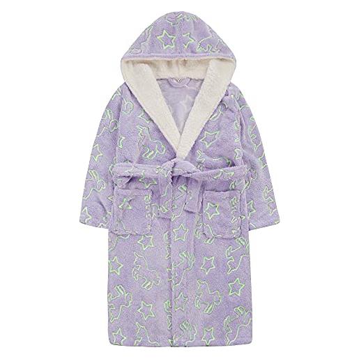Undercover vestaglia invernale con cappuccio, calda e accogliente, per bambini, ragazzi e ragazze, si illumina al buio, unicorno, 3-4 anni