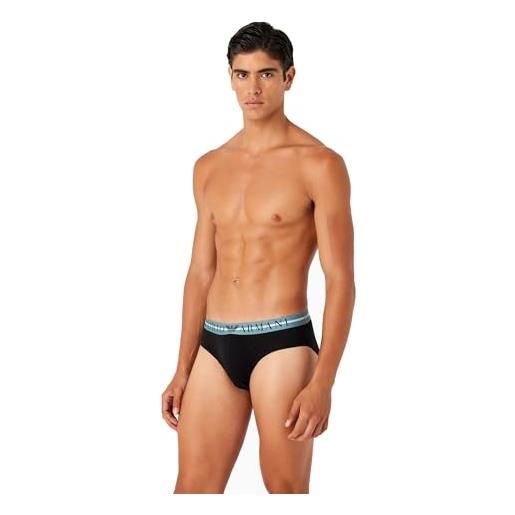 Emporio Armani underwear men's 3-pack mixed waistband brief, slip boxer uomini, oxford/indigo/marine, 