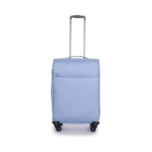 Stratic light + valigetta, custodia morbida, trolley da viaggio, trolley a mano, lucchetto tsa, 4 ruote, espandibile, azzurro, 67 cm, m