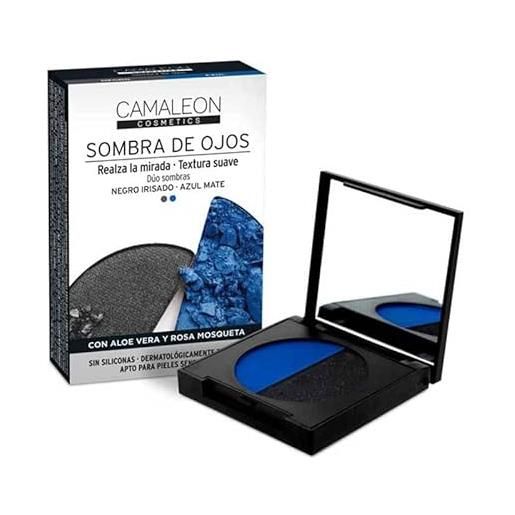 Camaleon cosmetics - palette 2 ombretti - blu e nero - senza siliconi - olio di rosa canina - 1 unità - 3gr