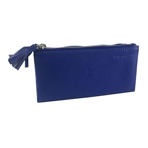 LUIGI BENETTON portafoglio donna vera pelle colorato zip moda (blu)