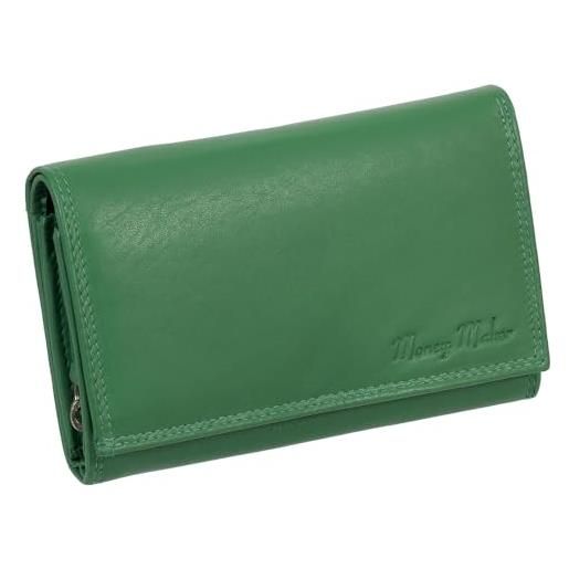 Ledershop24 portafoglio da donna in pelle, da donna, in diversi colori, set regalo + portachiavi esclusivo, verde, taglia unica