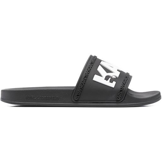 Karl Lagerfeld sandali slides con logo goffrato - nero