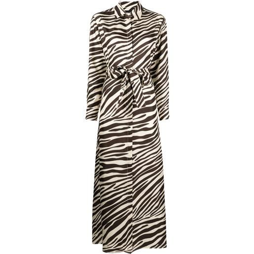 Cynthia Rowley belted zebra-print silk shirtdress - marrone