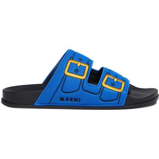 Marni sandali slides con ricamo - blu