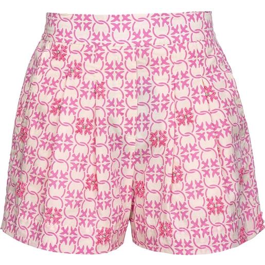 PINKO shorts a vita alta con motivo monogramma - rosa