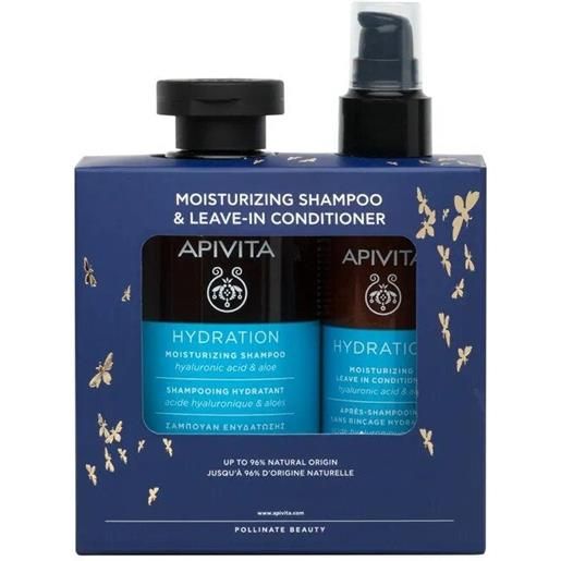 Apivita cofanetto shampoo 200ml e balsamo idratante leave in 100ml