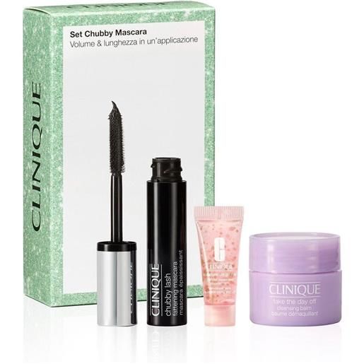 Clinique set chubby mascara 8ml + balsamo struccante 15ml + contorno occhi 5ml