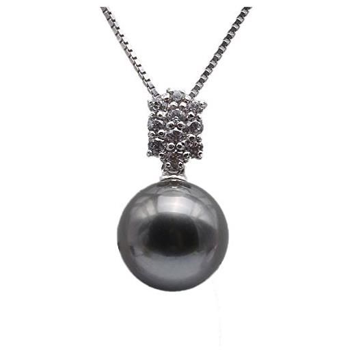 JYX Pearl collana con perle coltivate di tahiti nere da 9,5 mm jyx in argento