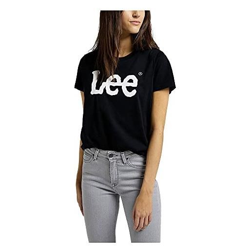 Lee logo tee, t shirt donna, nero (black), l