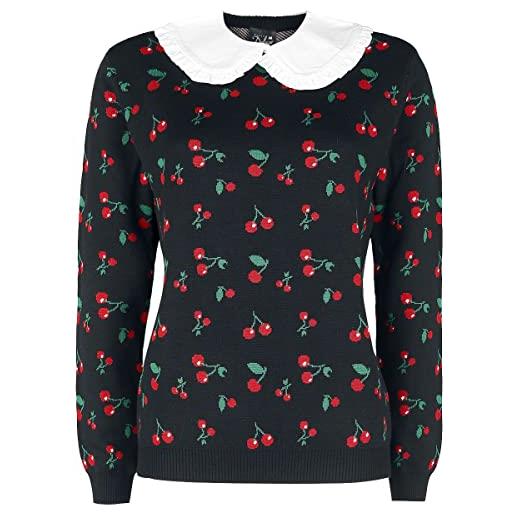 Pussy Deluxe cherries knit pullover & collar donna maglione multicolore l