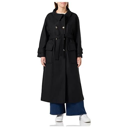 Sisley 2ratln00w cappotto di misto lana, nero 100, 38 donna